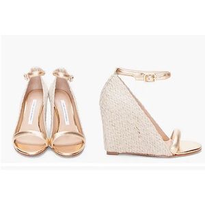 DVF Gold Tchad Espadrille Wedges in Original Box